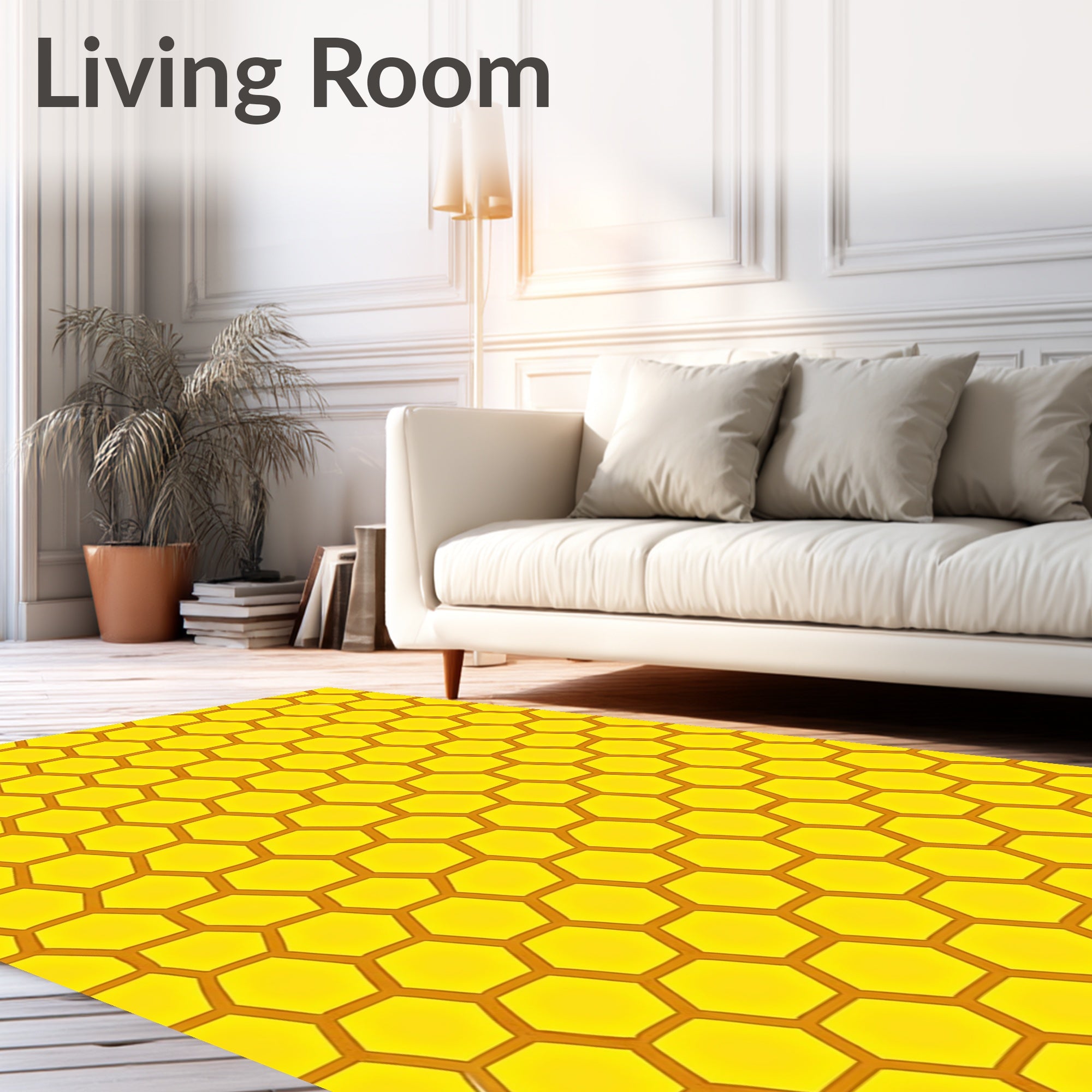 Golden Honeycomb Geometric Pattern Rug