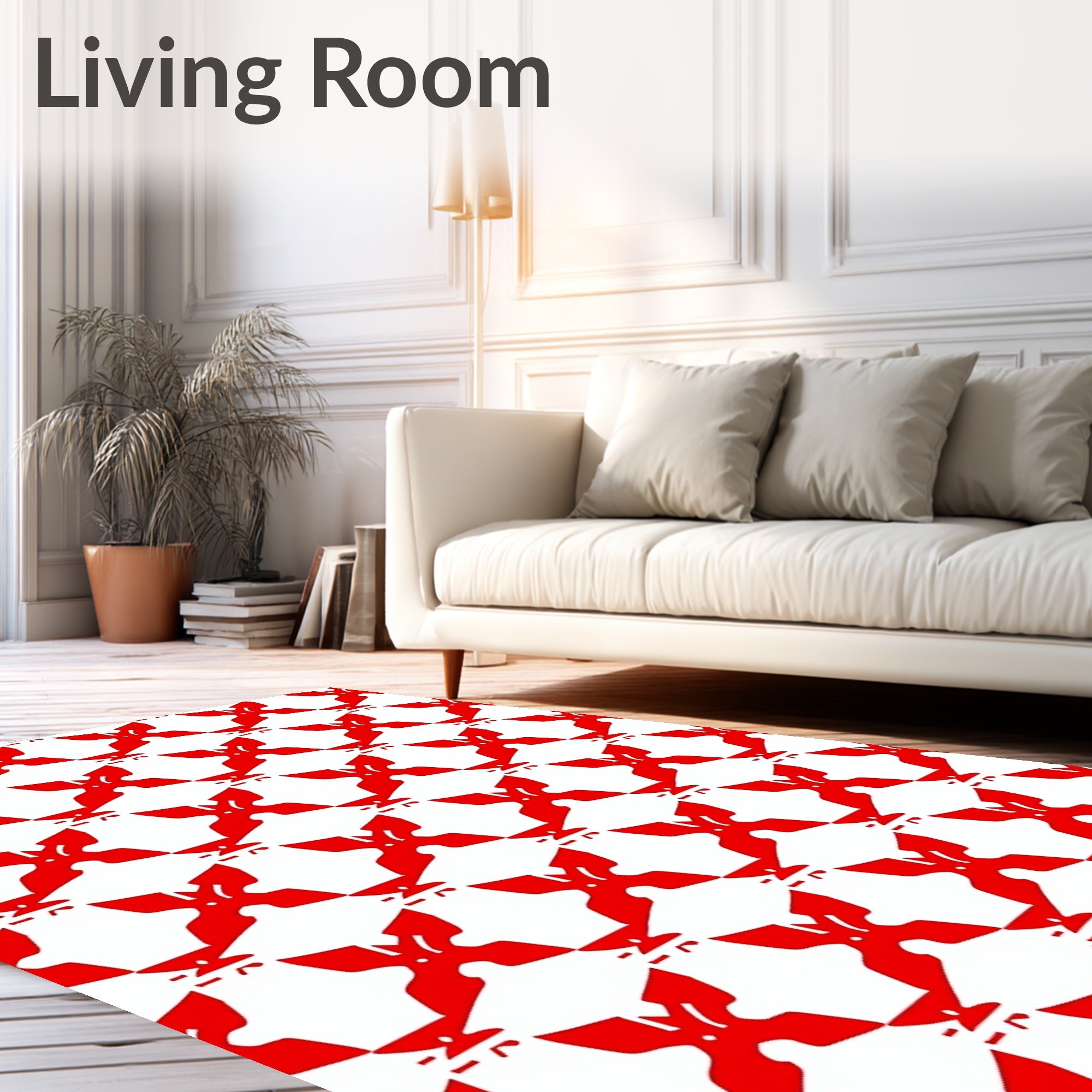 Bold Red Geometric Pattern Rug
