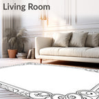 Art Deco Black White Scroll Border Rug