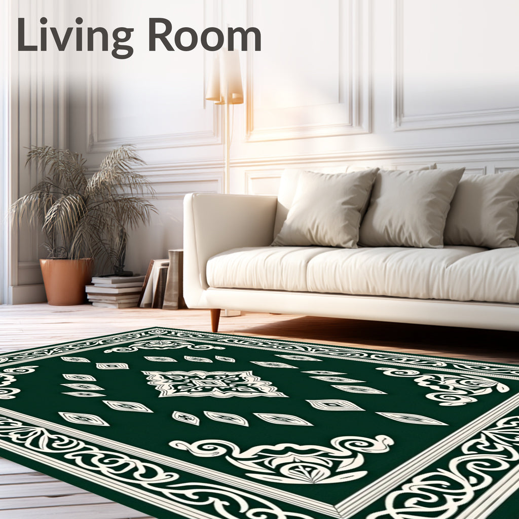Elegant Ivory Floral Patterned Rug
