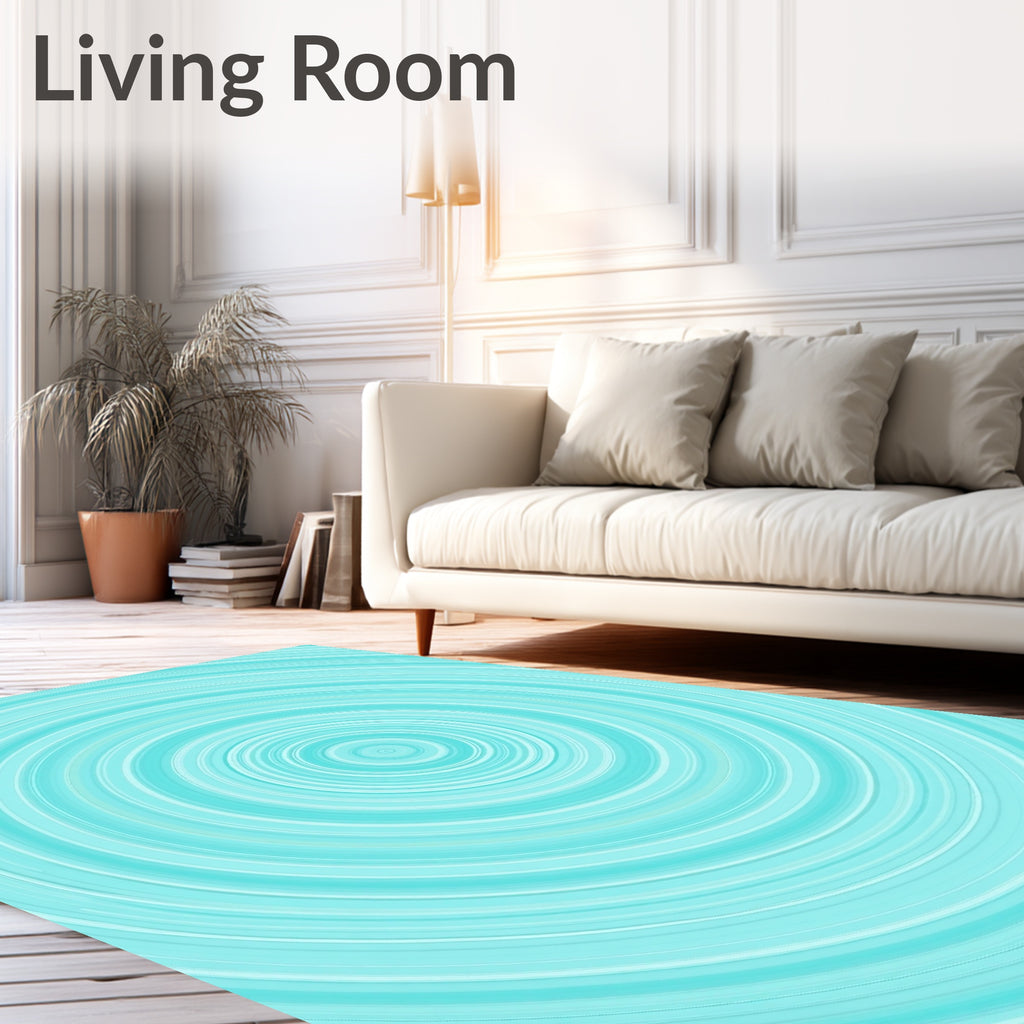 Cool Blue Concentric Circle Design Rug