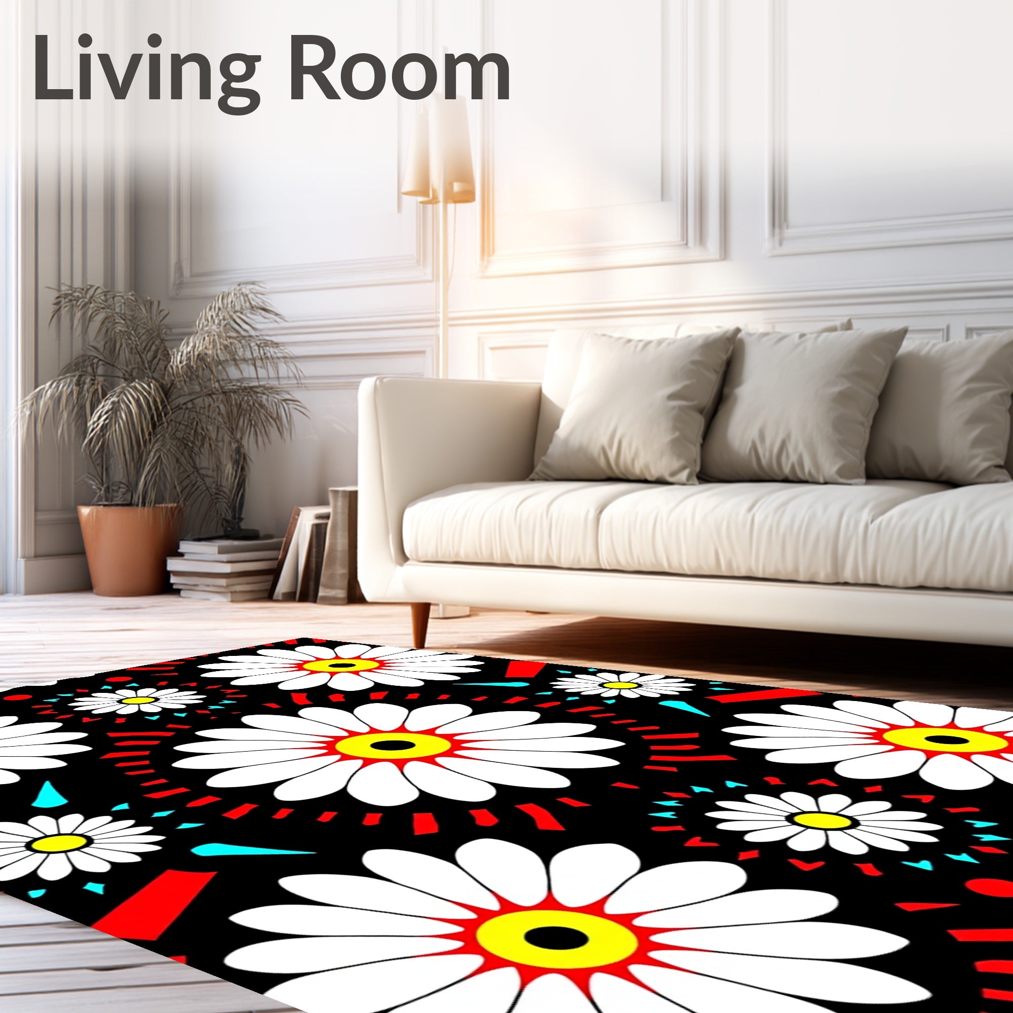 Bold Floral Radial Pattern Rug