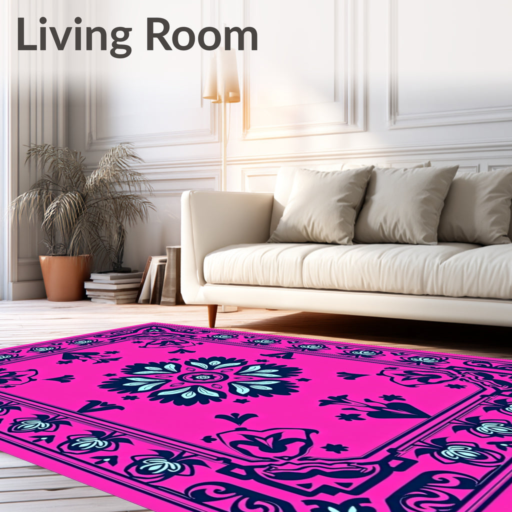 Vibrant Floral Medallion Border Rug