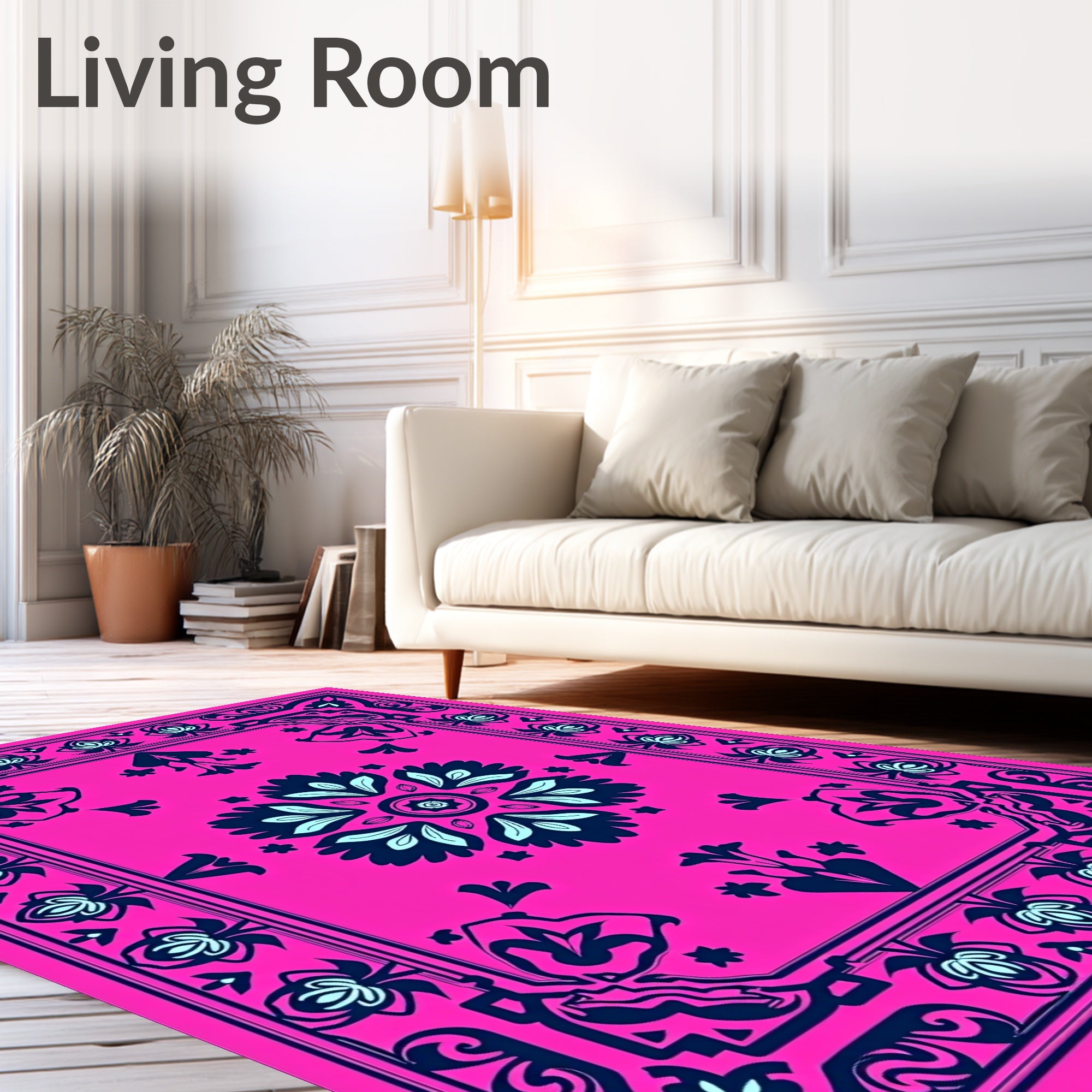 Vibrant Floral Medallion Border Rug