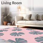 Grey Petal Pattern on Pink Background Rug