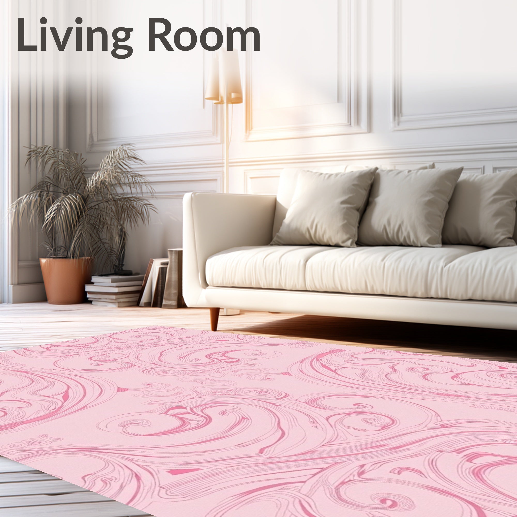 Art Nouveau Pink Swirl Pattern Rug