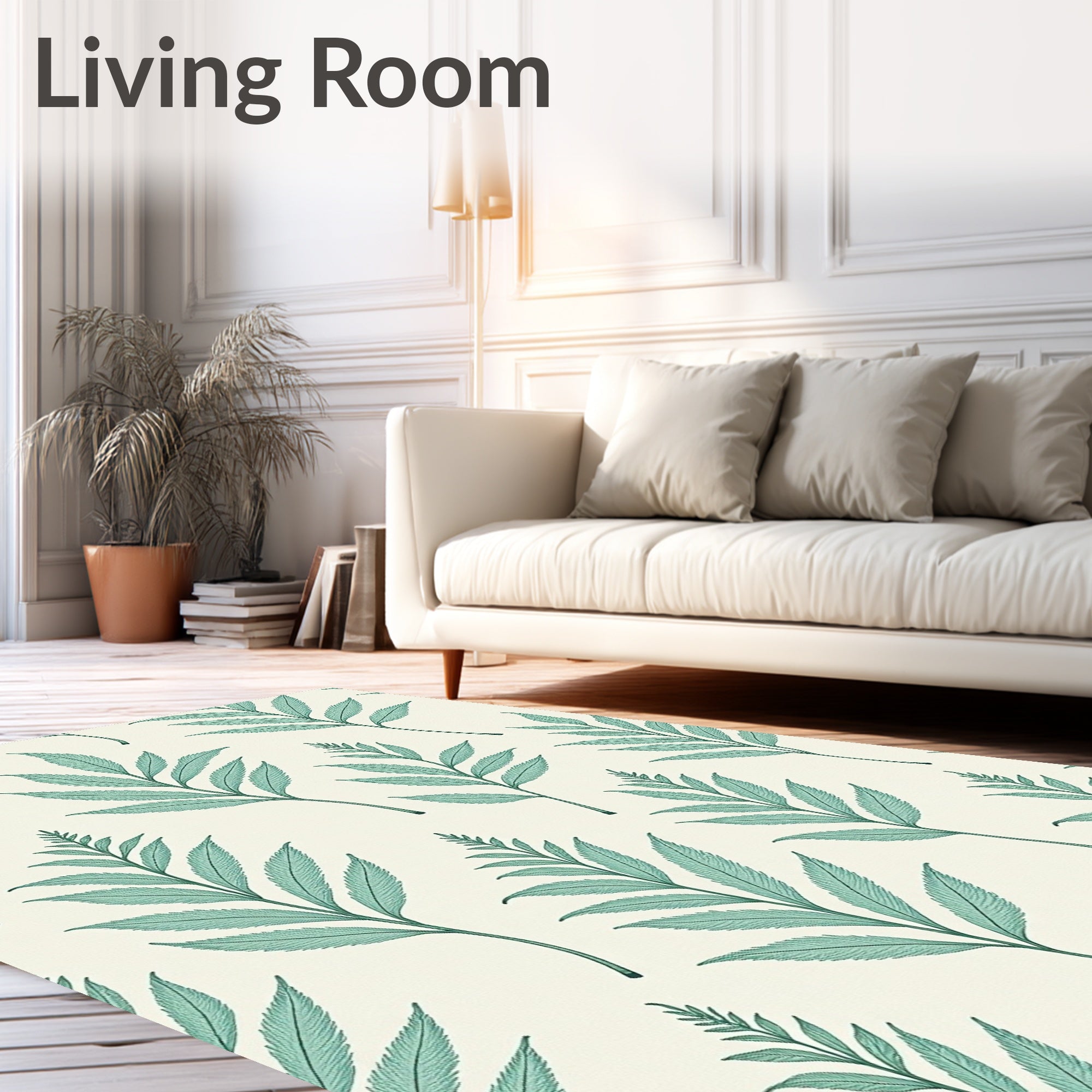 Emerald Fern Botanical Pattern Rug