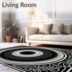 Monochromatic Concentric Circles Border Rug