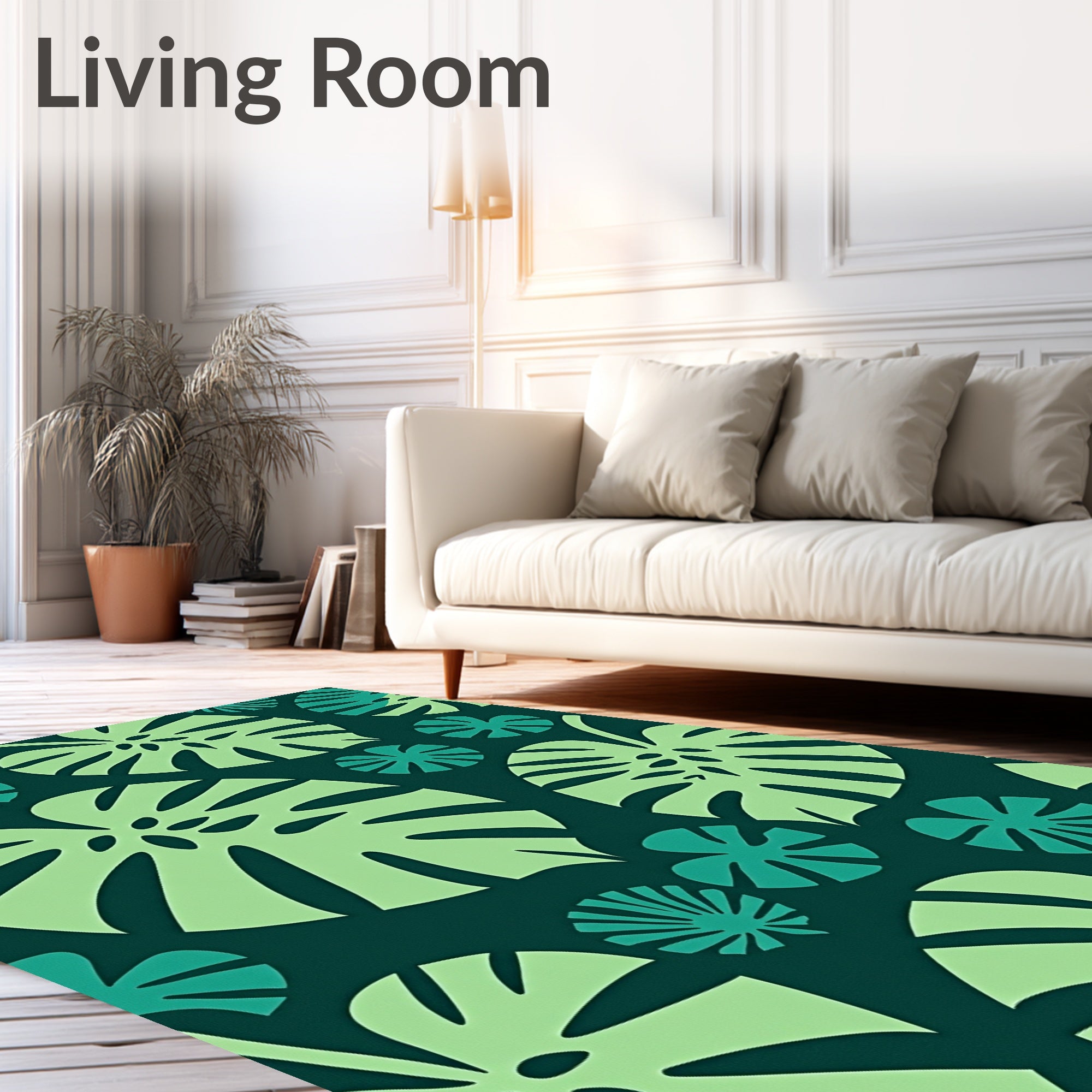 Tropical Leaf Pattern Art Rug