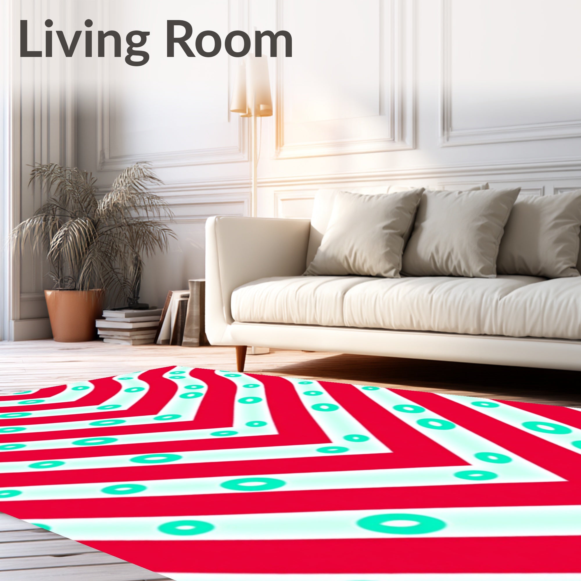 Crimson Mint Oval Stripes Rug
