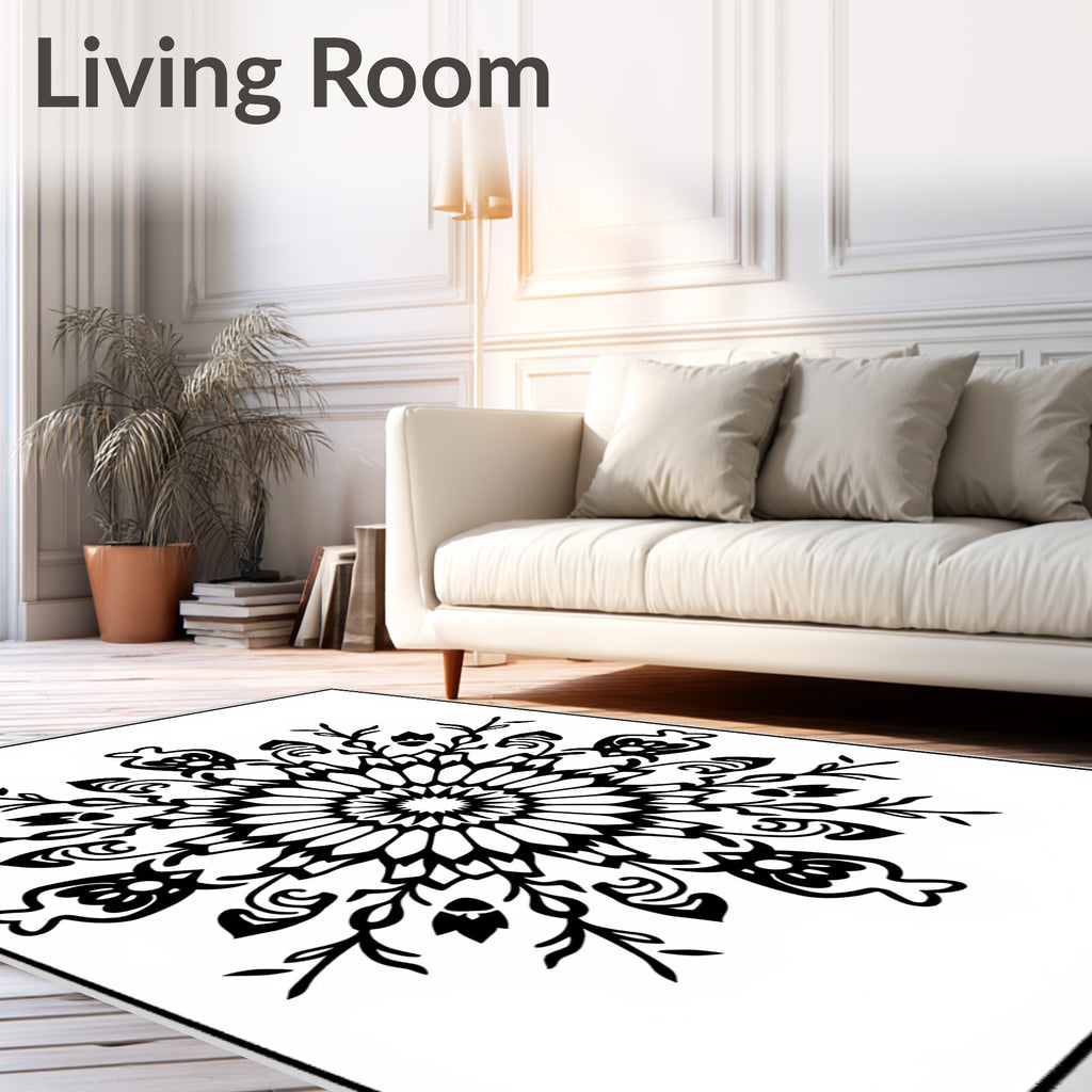 Intricate Floral Mandala Design Rug