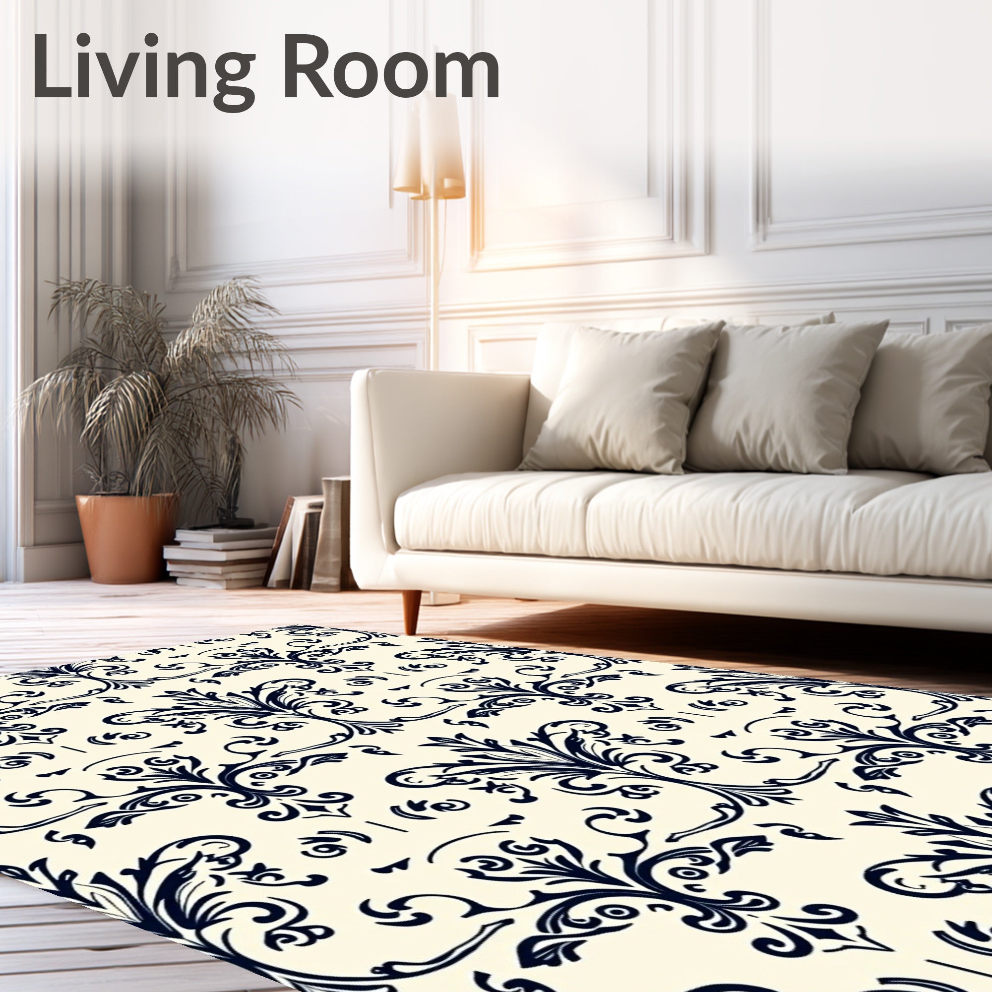 Classic Floral Damask Pattern Rug