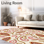 Pink Paisley Floral Vine Design Rug