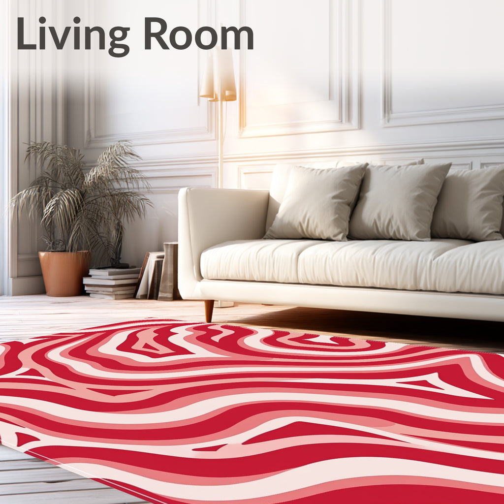 Red Swirl Abstract Pattern Rug