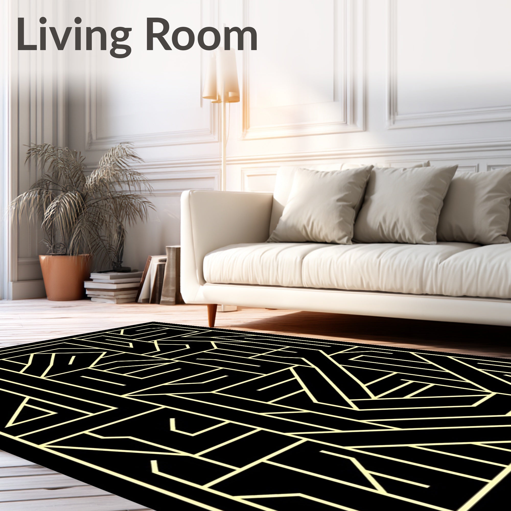Abstract Geometric Maze Lines Rug