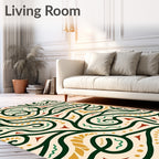Abstract Swirls Shapes Organic Rug