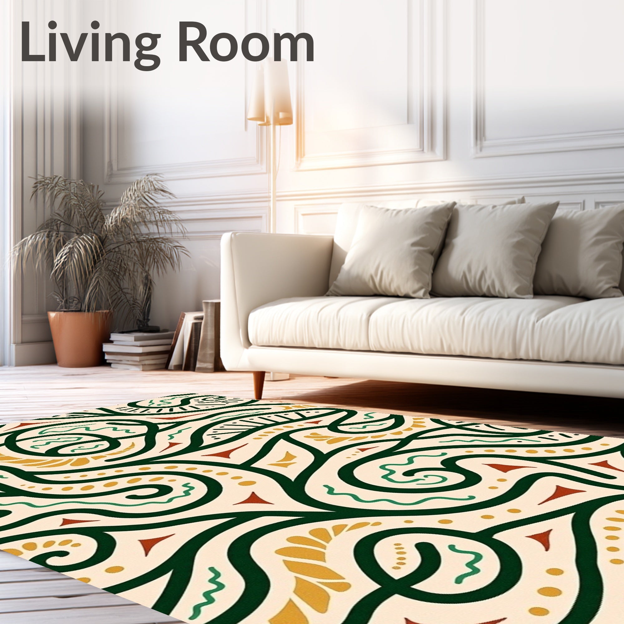 Abstract Swirls Shapes Organic Rug