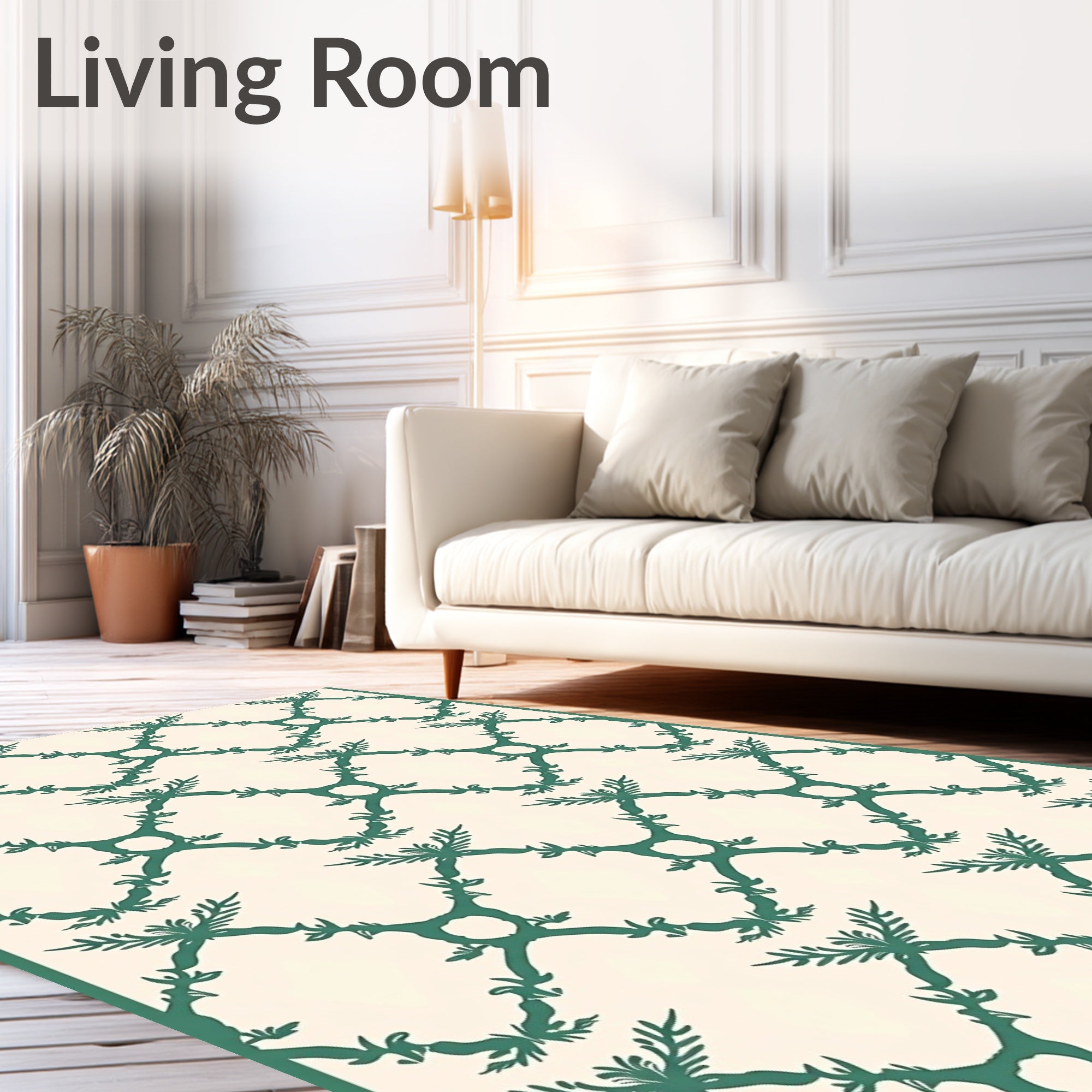 Vine Lattice Pattern With Leaf Accents Rug