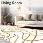 Abstract Gold Swirls Pattern Rug