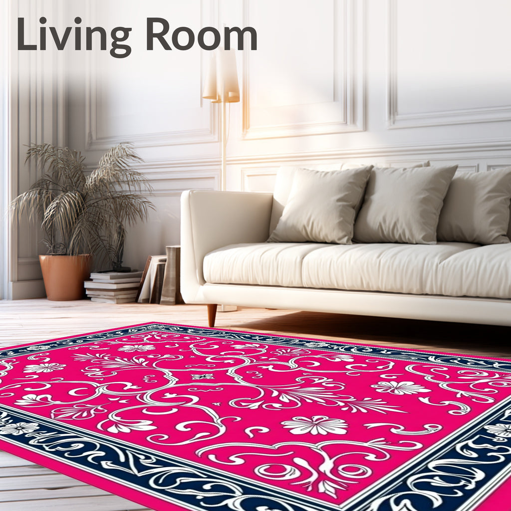 Vibrant Floral Swirl Pattern Rug