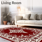 Elegant Floral Medallion Red Rug