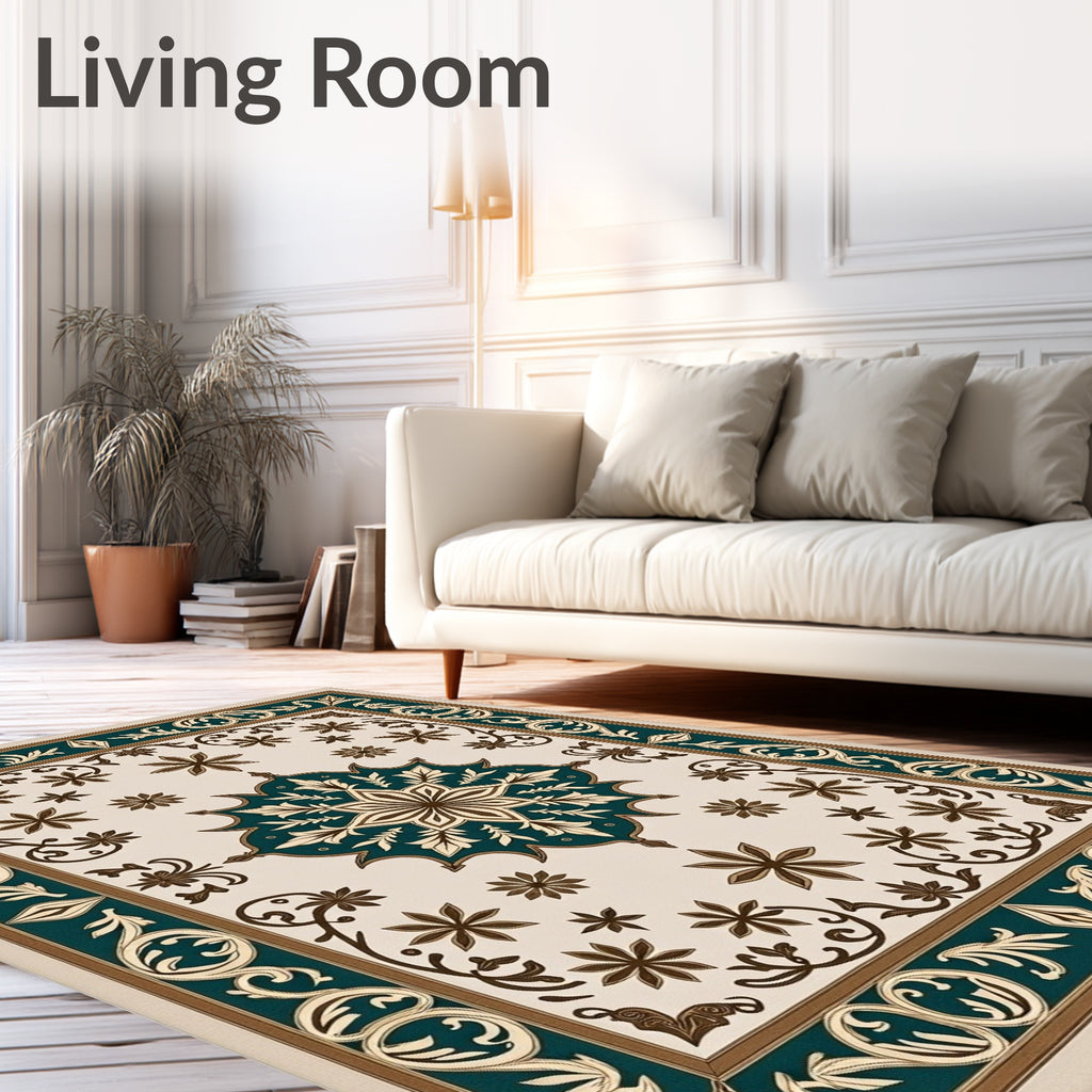 Classic Floral Medallion Border Rug
