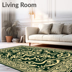 Intricate Floral Scrollwork Inlay Design Rug