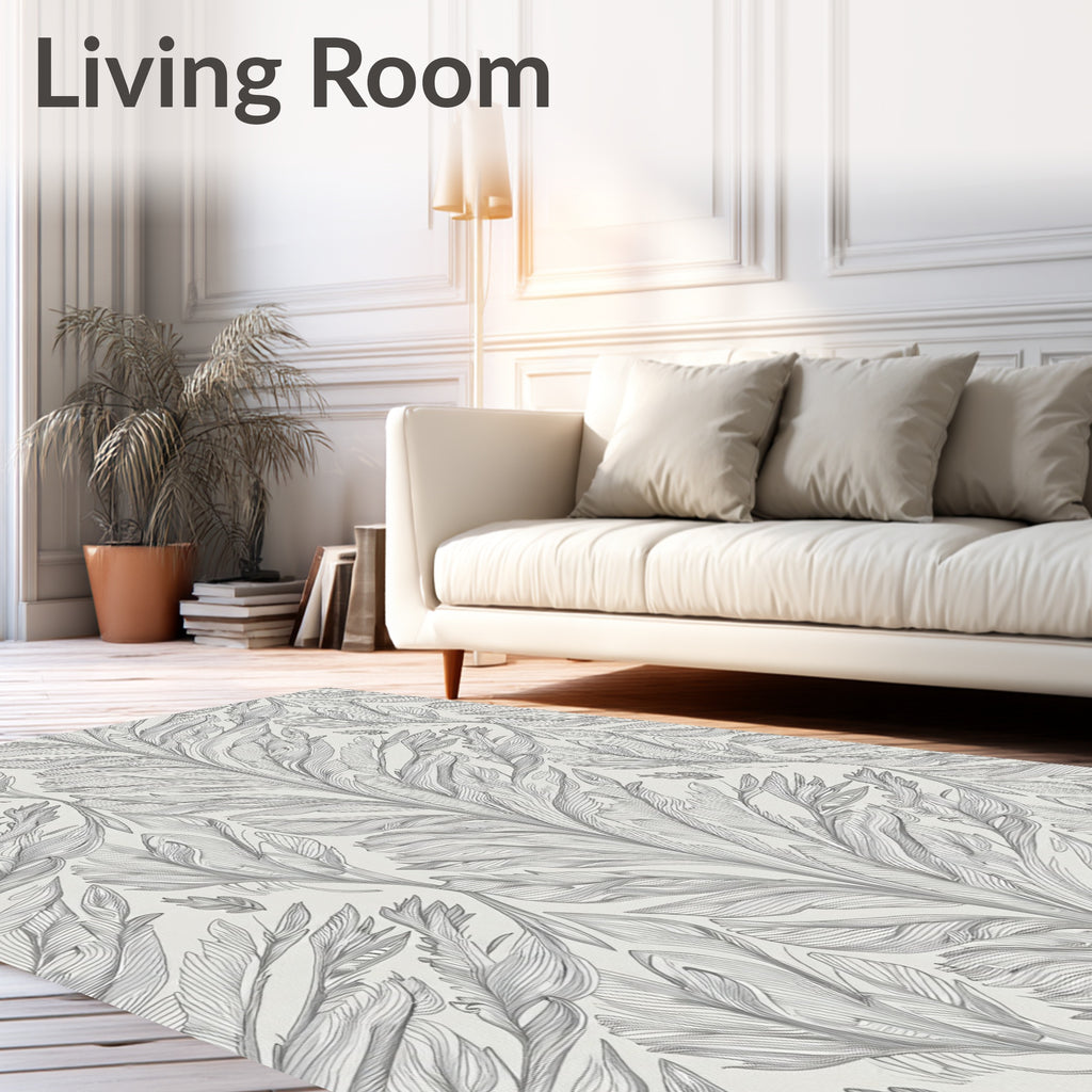 Feather Fan Pattern Delicate Lines Rug
