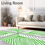 Abstract Green Linear Geometric Pattern Rug