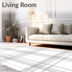 Subtle Grey Plaid Pattern Rug