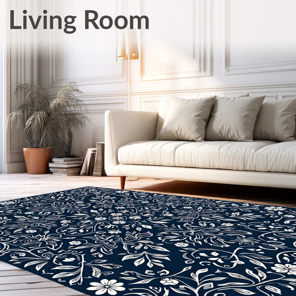 Ornate Floral Scrolling Vine Design Rug