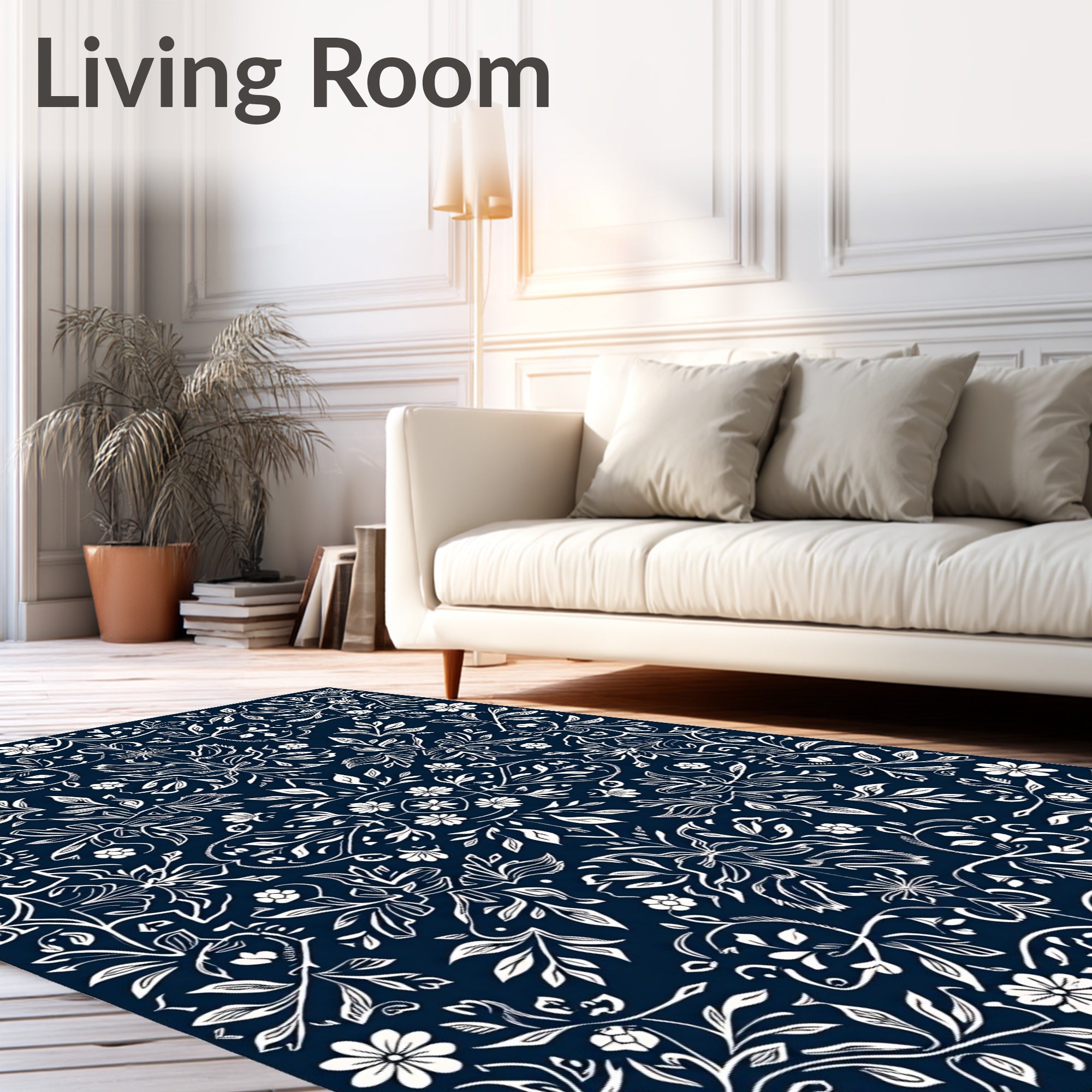 Ornate Floral Scrolling Vine Design Rug
