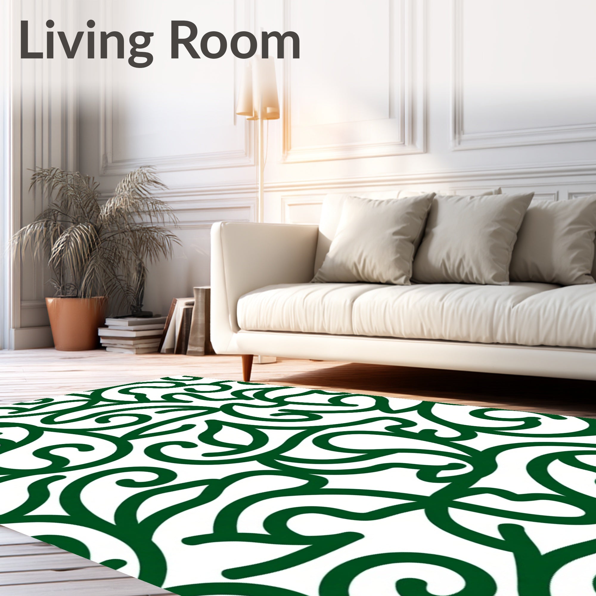 Emerald Swirl Floral Elegant Pattern Rug