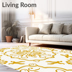 Golden Floral Mandala Pattern Rug