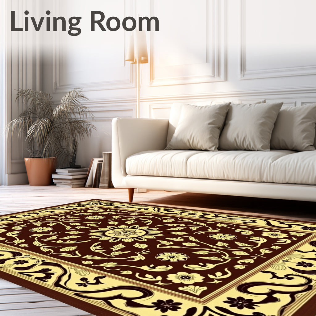 Traditional Floral Vine Detailed Pattern Rug