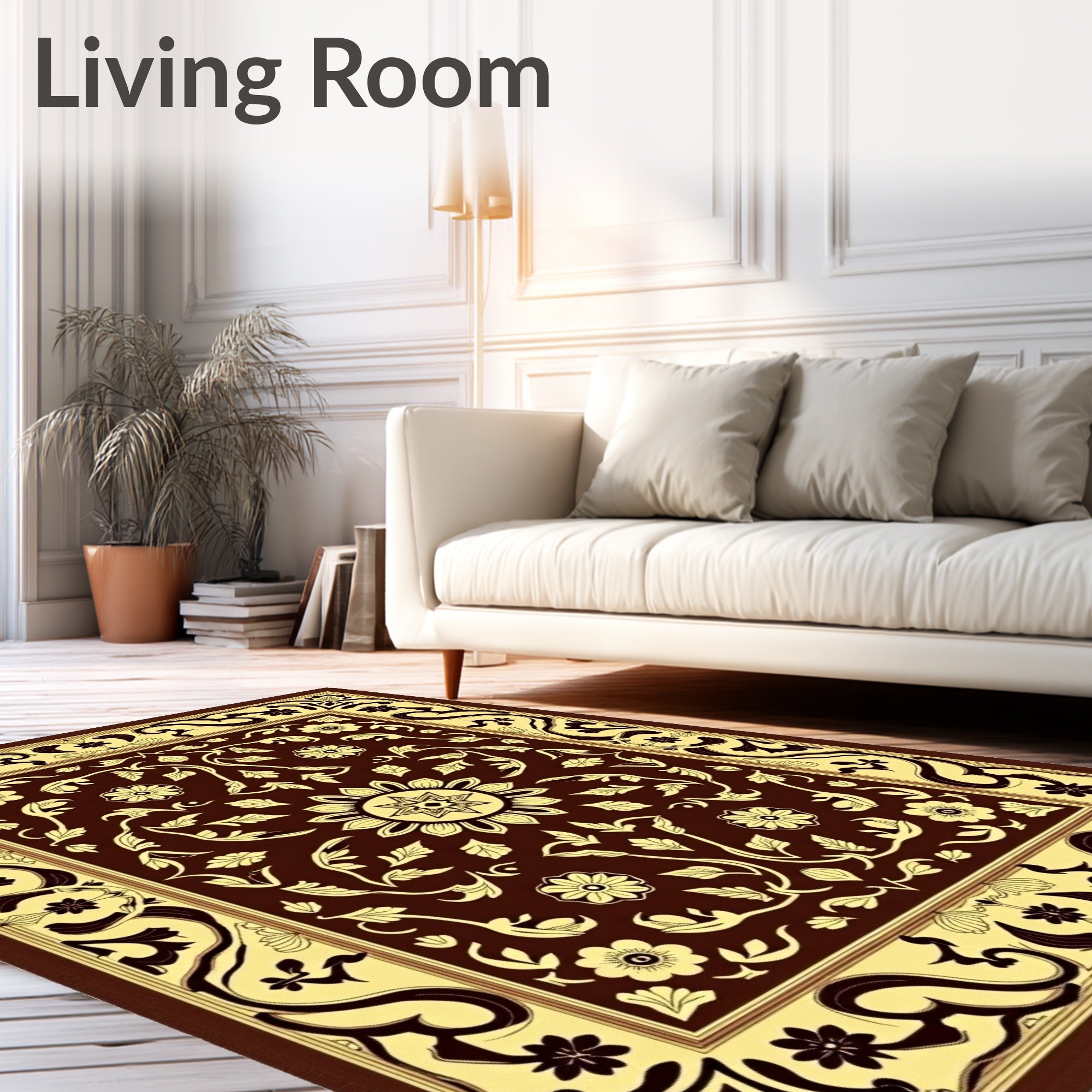 Traditional Floral Vine Detailed Pattern Rug