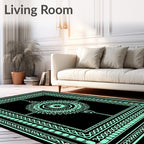 Ornate Teal Mandala Geometric Rug