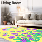 Groovy Flower Garden With Rainbow Rug
