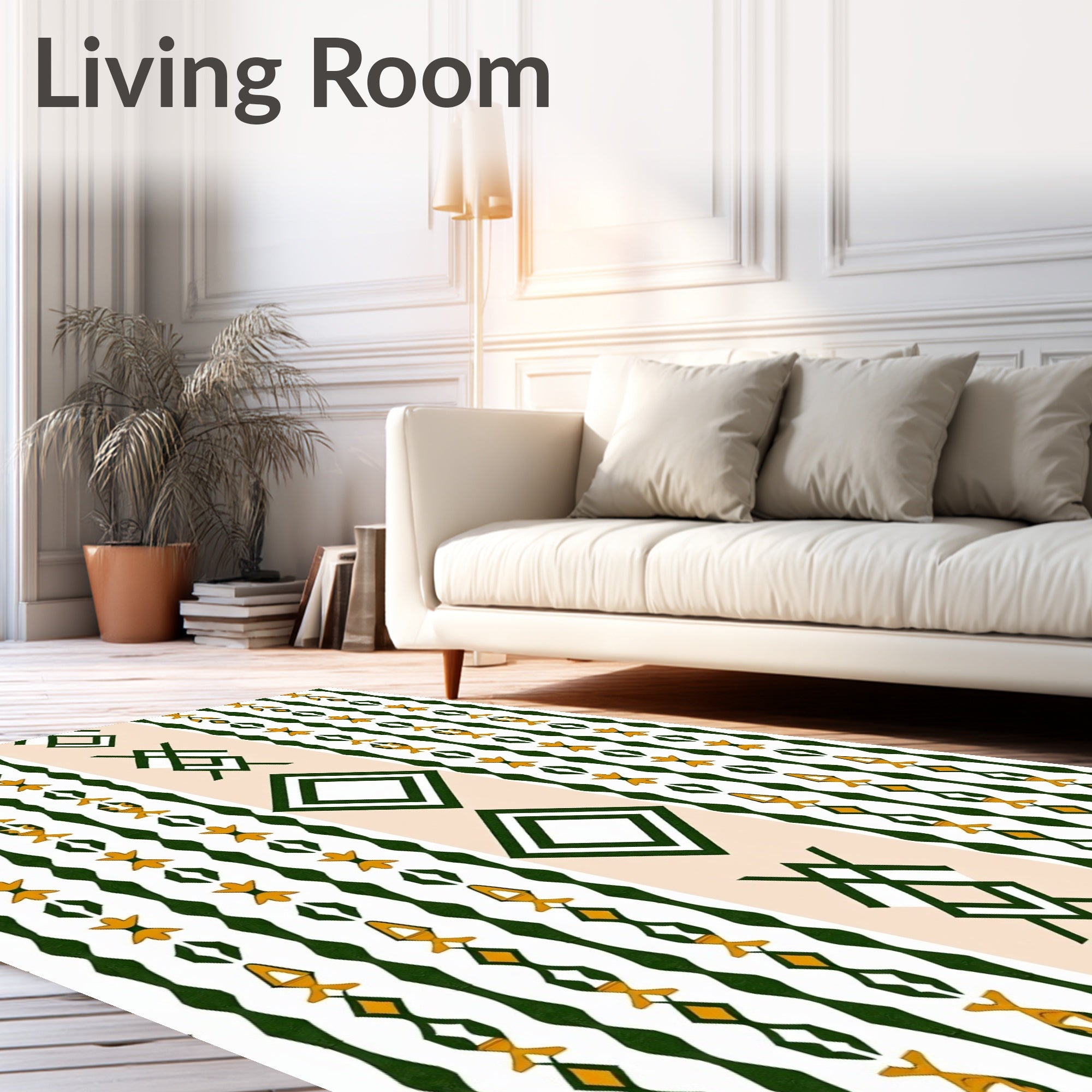 Geometric Diamond Floral Pattern Rug