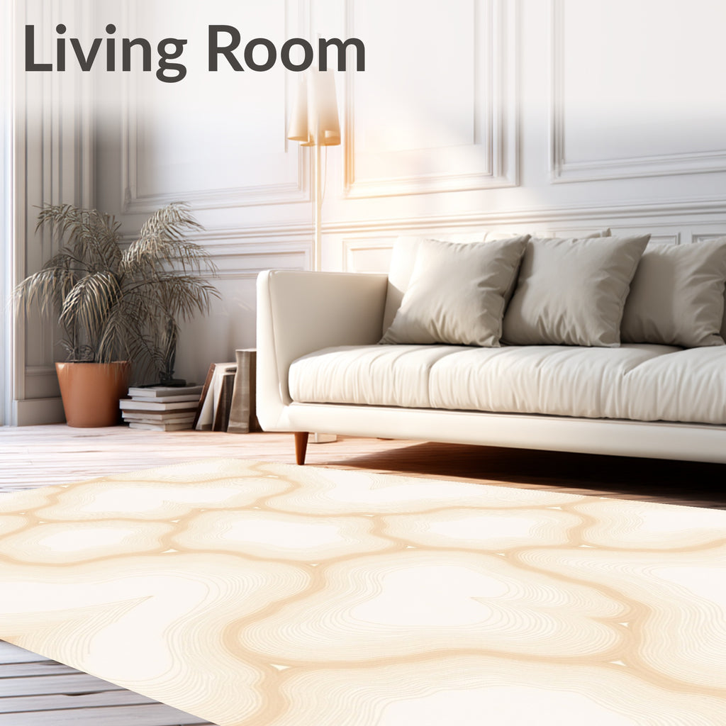 Organic Contour Cream Swirl Pattern Rug