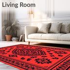 Bold Red Floral Medallion Design Rug
