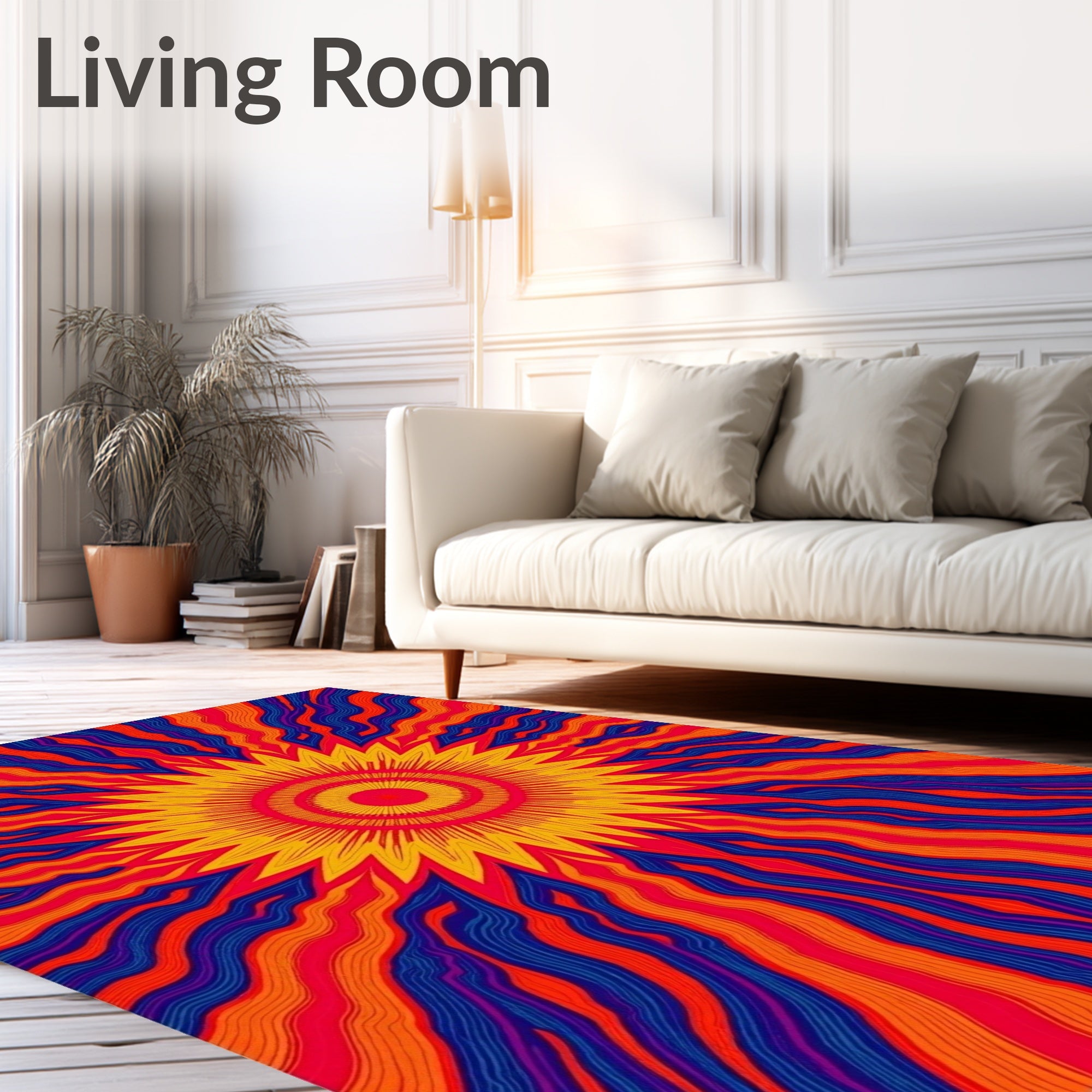 Radiating Sunburst Pattern Rug