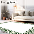 Emerald Vine Art Nouveau Border Rug
