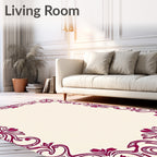 Ornate Red Floral Border Design Rug