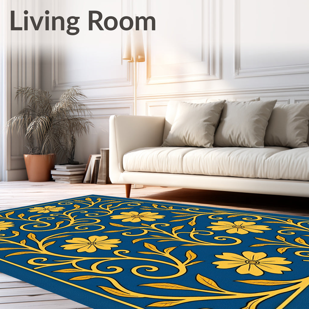 Art Nouveau Floral Scrollwork Design Rug