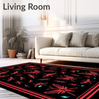 Black Coral Insect Butterfly Pattern Rug
