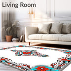 Vibrant Floral Scrollwork Centerpiece Rug