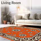 Rich Orange Floral Mandala Pattern Rug