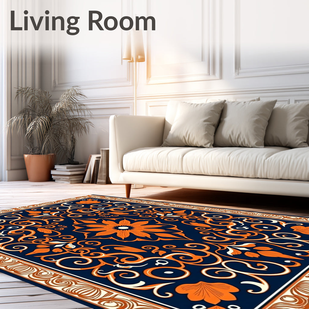 Orange Blossom Swirl Pattern Rug