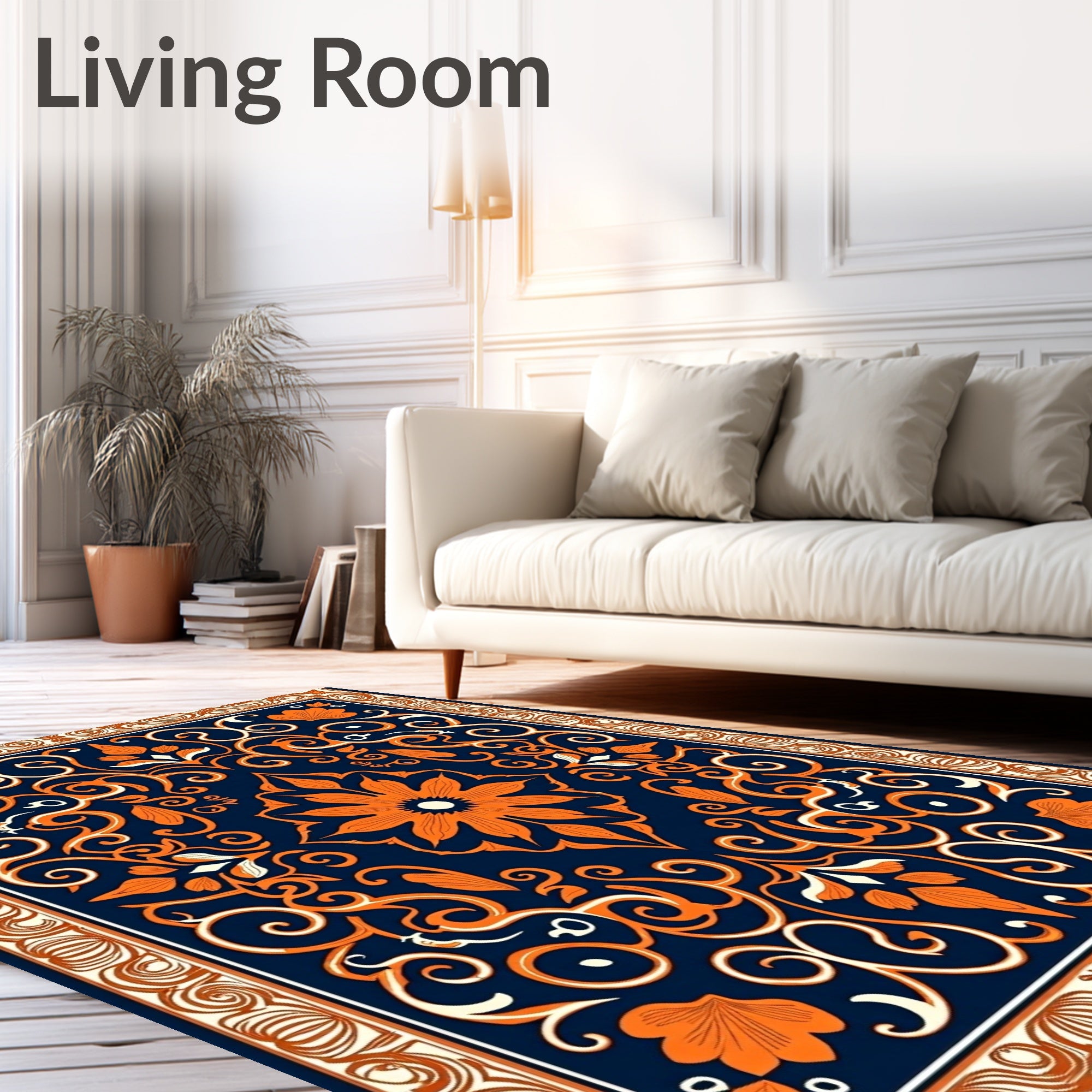 Orange Blossom Swirl Pattern Rug